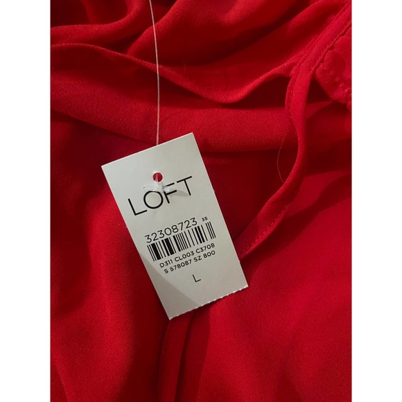 LOFT Red Ruffle Blouse - Picture 8 of 9